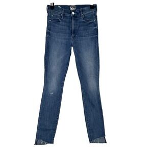 MOTHER Stunner Zip Ankle Step Fray Jeans 26 High Rise Raw Hem USA